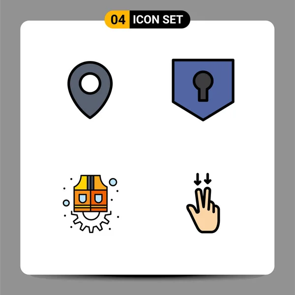 Stock Vector Icon Pack Line Signs Symbols Location Work Key — 스톡 벡터