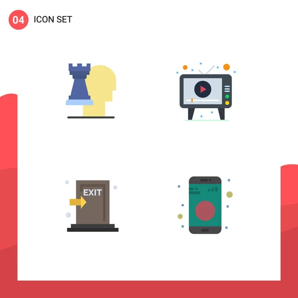 4つの現代的なフラットアイコンのパックビジネス 戦略的 メディアなどのWebプリントメディアの記号とシンボルは 編集可能なベクトルデザイン要素を避難 — ストックベクタ