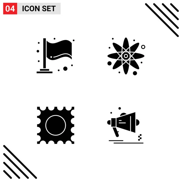 Universal Icon Symbols Group Modern Solid Glyphs Finish Marketing Atom — Stock Vector