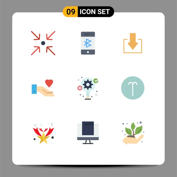 Creative Icons Modern Signs Sysymbols Process Gear Arrow Idea Heart — Archivo Imágenes Vectoriales