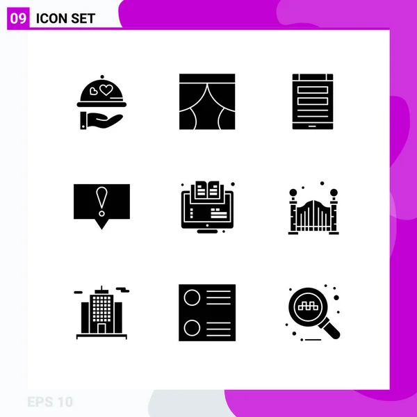 Set Modern Icons Sysymbols Signs Learning Bubble Window Alert Smartphone — Vector de stock