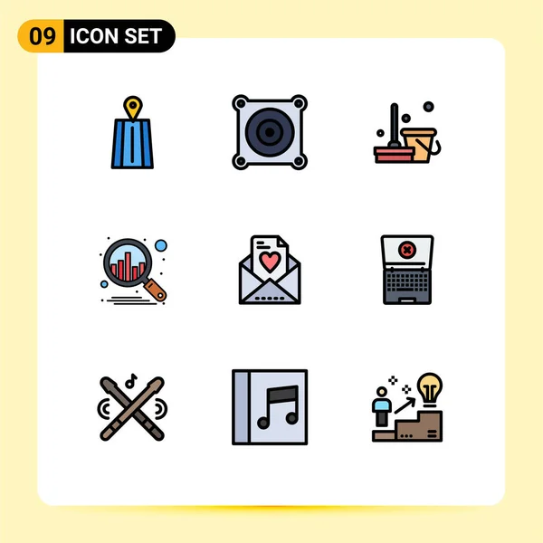 Stock Vector Icon Pack Mit Zeilenzeichen Und Symbolen Für Computer — Stockvektor