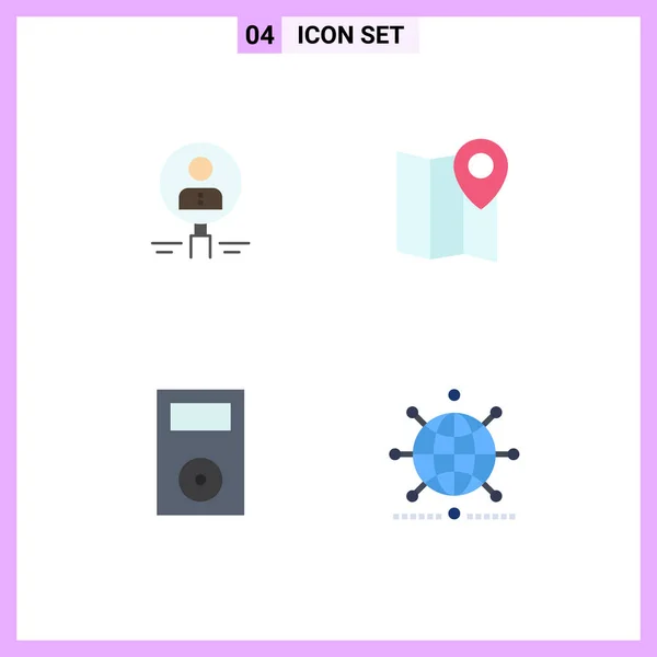 Editable Vector Line Pack Simple Flat Icons Find Map Human — Vector de stock
