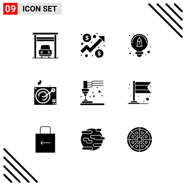 Set Modern Icons Sysymbols Signs Banner Plastic Design Equipment Music — Vector de stock