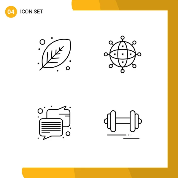 Set Modern Icons Sysymbols Signs Eco Worldwide Plant Connection Communication — Vector de stock