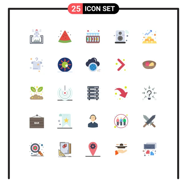 25テーマベクトルフラット色と金融の編集可能なシンボル 物事のインターネット スピーカー編集可能なベクトルデザイン要素 — ストックベクタ
