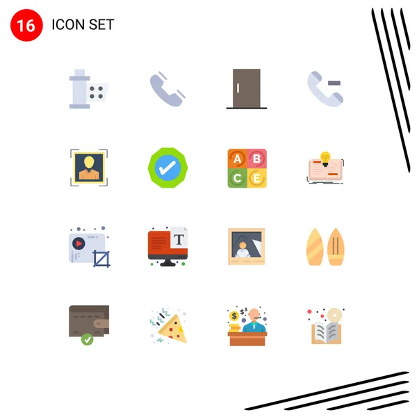 Mobile Interface Flat Color Set Pictograms User Contact Phone Call — Stockový vektor