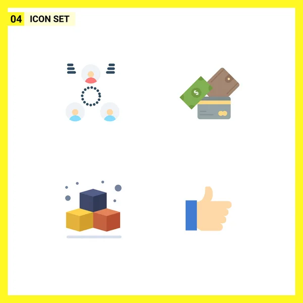 Mobile Interface Flat Icon Set Pictograms Company Box People Currency — Stockový vektor