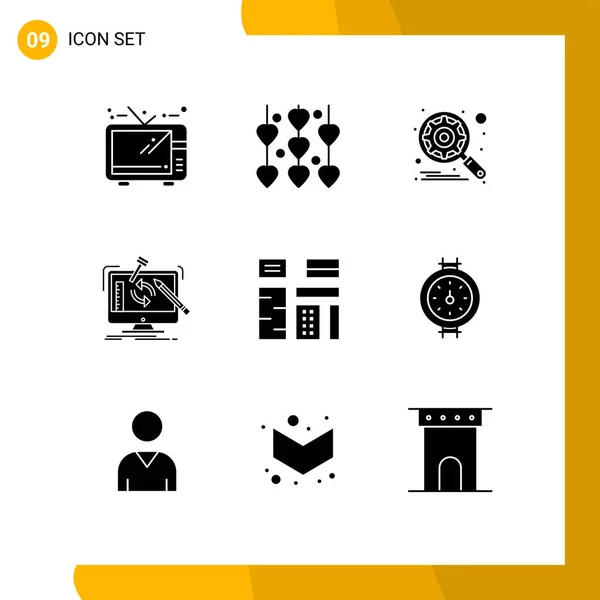 Stock Vector Icon Pack Line Signs Symbols Content Processing Gear — Vettoriale Stock