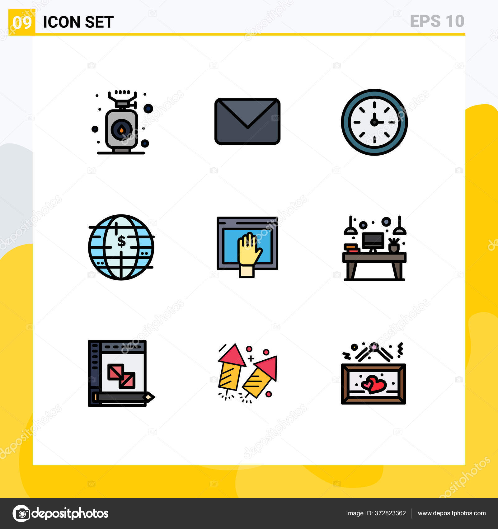 Editable Vector Line Pack Simple Filledline Flat Colors Content