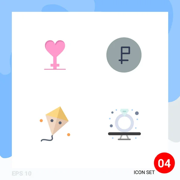 Mobile Interface Flat Icon Set Mit Piktogrammen Von Herz Ostern — Stockvektor