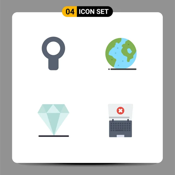 Modern Set Flat Icons Symbols Cooler Diamond Wind International Rich — Stock Vector