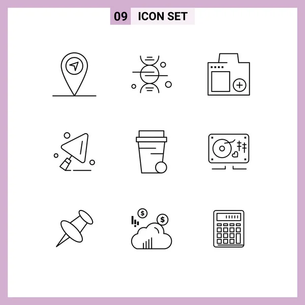 Set Iconos Interfaz Usuario Moderna Símbolos Signos Para Música Sopa — Vector de stock