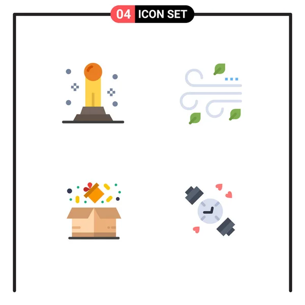 Group Flat Icons Signs Symbols Business Percentage Blowing Wind Watch — Stock Vector