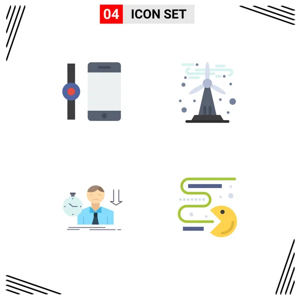 Mobile Interface Flat Icon Set Pictograms Connect Sad Ecology Sustainable — Stock Vector