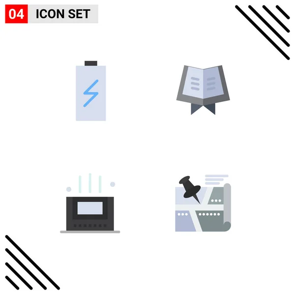 Mobile Interface Flat Icon Set Mit Piktogrammen Von Batterie Matte — Stockvektor