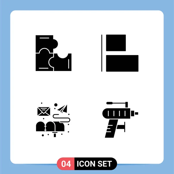 Packung Moderner Fester Glyphen Zeichen Und Symbole Für Web Printmedien — Stockvektor