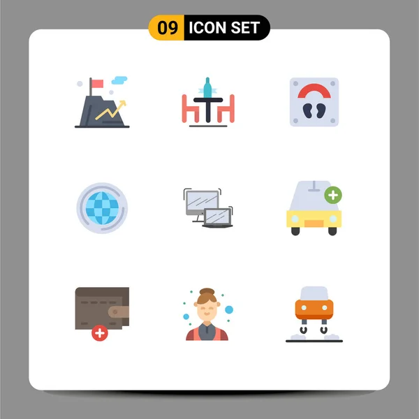 Universal Icon Symbols Group Modern Flat Colors Computer Big Meeting — Stockový vektor