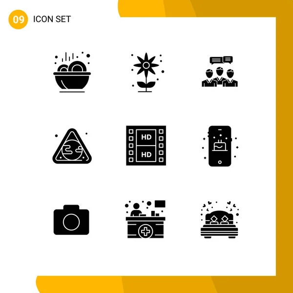 Mobile Interface Solid Gyph Set Pictograms Waste Gas Chat Earth — Vector de stock