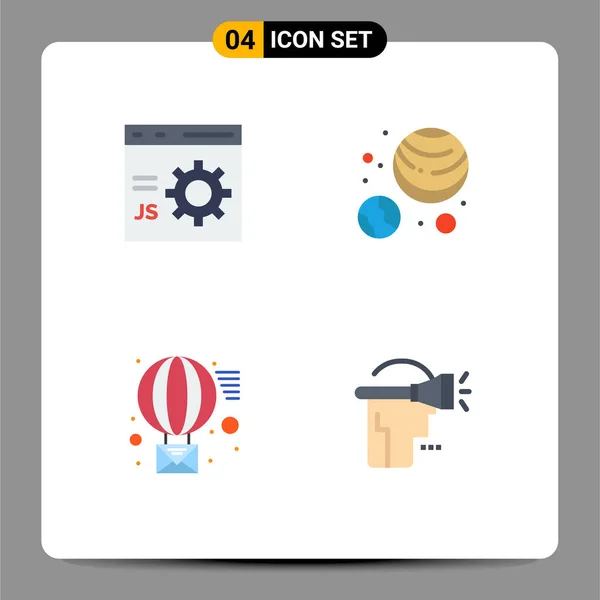 Editable Vector Line Pack Simple Flat Icons Browser Message Development — Archivo Imágenes Vectoriales