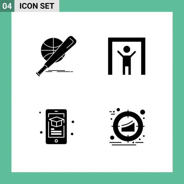 Universal Icon Symbols Gruppe Von Modernen Solid Glyphen Aus Baseball — Stockvektor