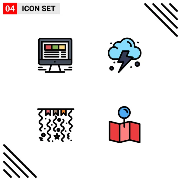 Icone Creative Segni Moderni Simboli Del Browser Decorazioni Internet Nube — Vettoriale Stock