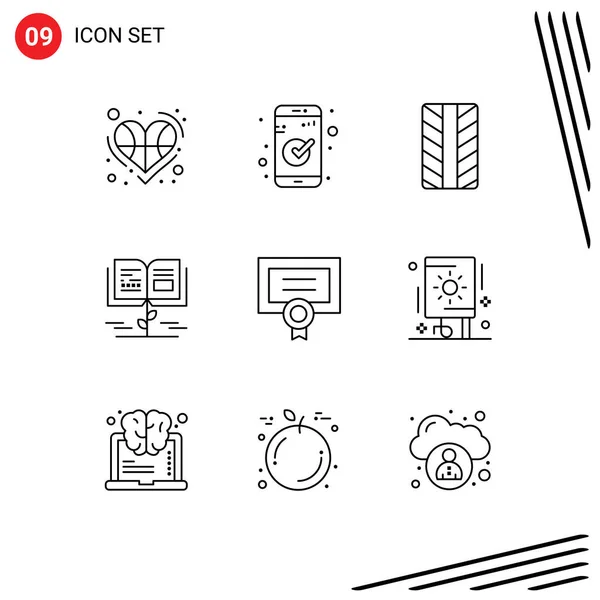 Stock Vector Icon Pack Line Signs Symbols Degree Award Education — Stock Vector