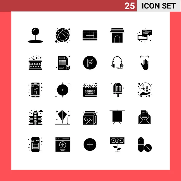 Conjunto Icones Modernos Símbolos Sinais Para Diálogo Comunicação Tribunal Casa — Vetor de Stock