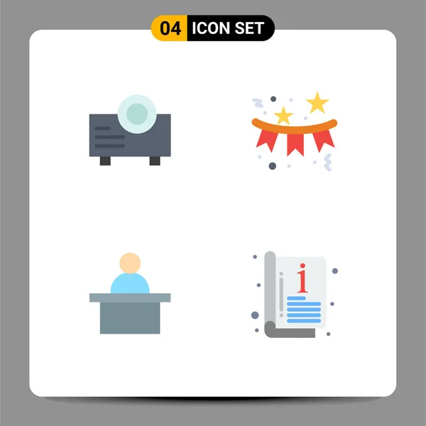 Group Modern Flat Icons Set Device Professor Confetti Star Catalog — Stock Vector
