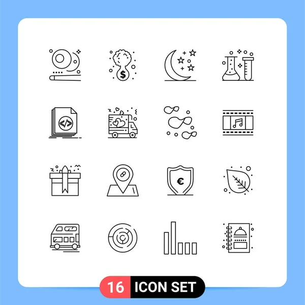 Set Modern Icons Sysymbols Signs Coding Laboratory Halloween Chemical Lab — Archivo Imágenes Vectoriales