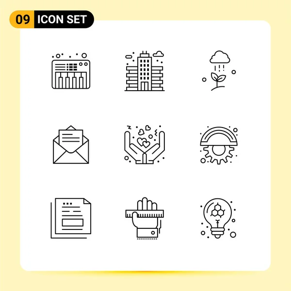 Vector Icon Pack Line Signs Symbols Cover Text Cloud Message — 스톡 벡터