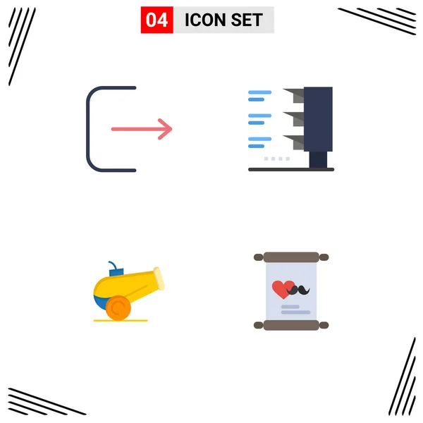 Mobile Interface Flat Icon Set Van Pictogrammen Van Logout Liefde — Stockvector