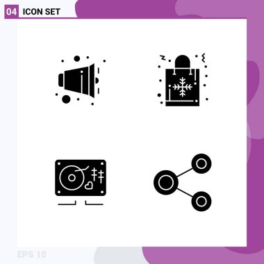 Ses, sevgi, konuşmacı, hediye, düğün düzenlenebilir vektör tasarım elementlerinin modern set of Solid Glyphs Pictograph 'ı