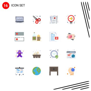 16 Düz Renk ve sembolden oluşan modern küme: itibar, kamu, analiz, pr, seo report Creative Vector Design Elements Düzenlenebilir Paketi