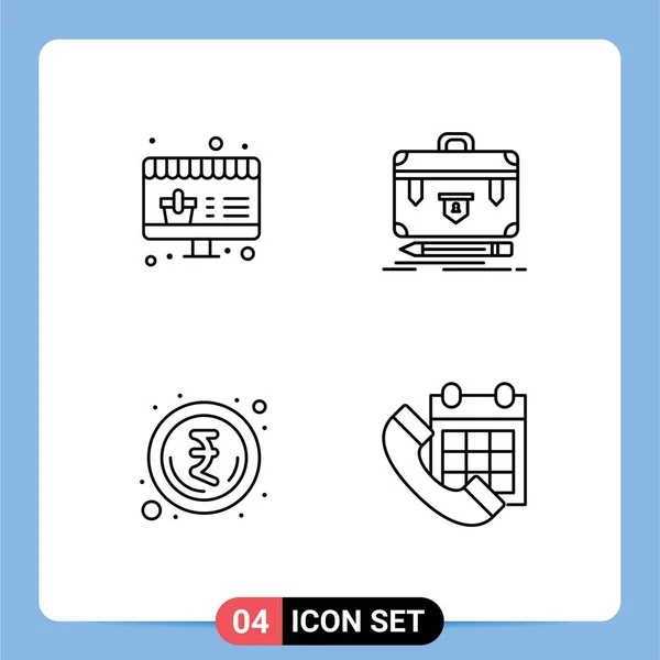 Pictograma Conjunto Colores Flat Línea Filledline Simples Online Dinero Maletín — Archivo Imágenes Vectoriales