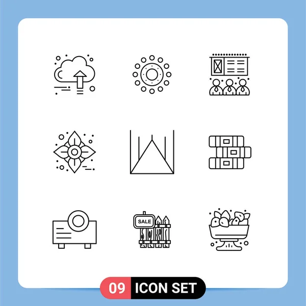 Stock Vector Icon Pack Mit Zeilen Zeichen Und Symbole Für — Stockvektor