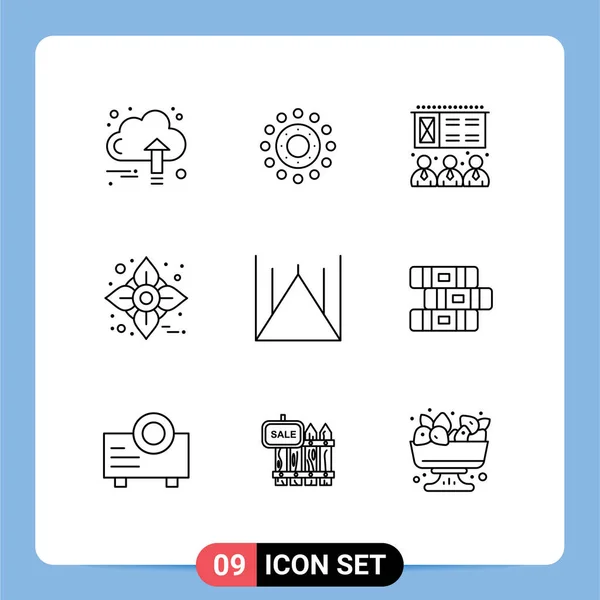 Stock Vector Icon Pack Líneas Signos Símbolos Para Monumento Islamabad — Vector de stock