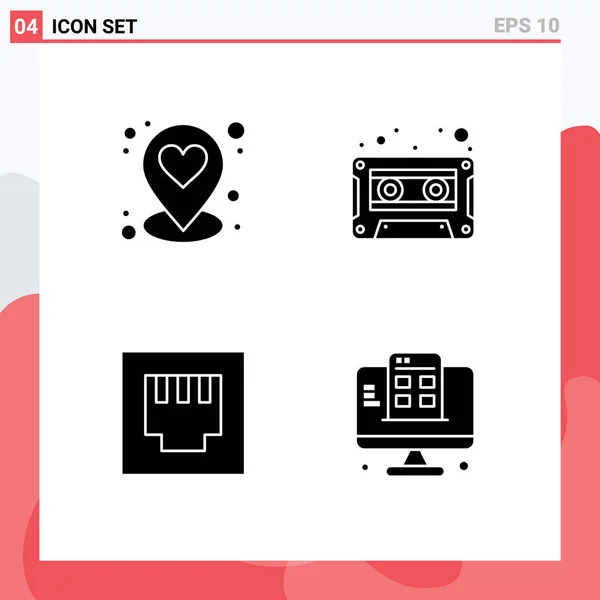 Universal Icon Symbols Group Modern Solid Glyphs Heart Development Audio — Stock Vector