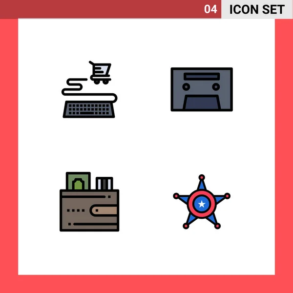 Stock Vector Icon Pack Line Signs Symbols Ecommerce Wallet Analog — 스톡 벡터