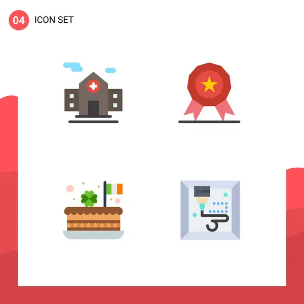 Group Modern Flat Icons Állítsa Kórház Fesztivál Díj Torta Gép — Stock Vector