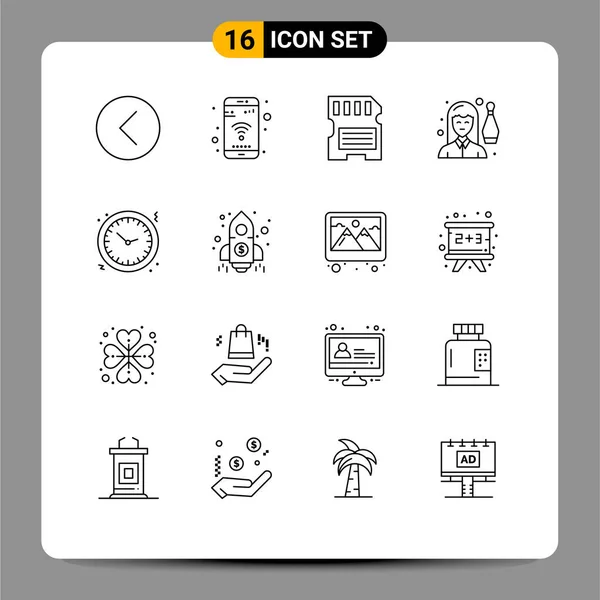 Universal Icon Symbols Group Modern Outlines Person Indoor Wifi Female — Stock Vector