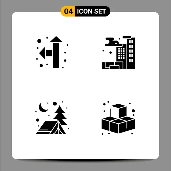 Set Commercial Solid Glyphs Pack Direction Cubes City Adventure Play — Stock Vector