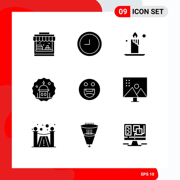 Universal Icon Symbols Group Modern Solid Glyphen Der Bildbearbeitung Motivation — Stockvektor