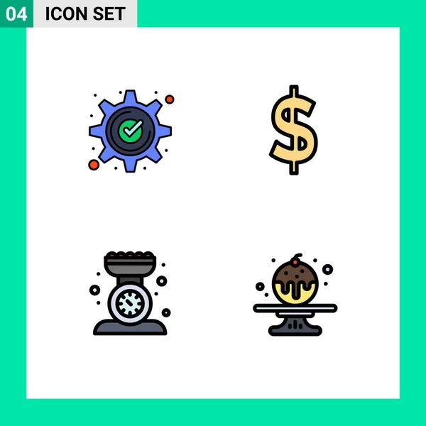 Vector Icon Pack Line Signs Symbols Accept Cooking Gear Dollar — 스톡 벡터