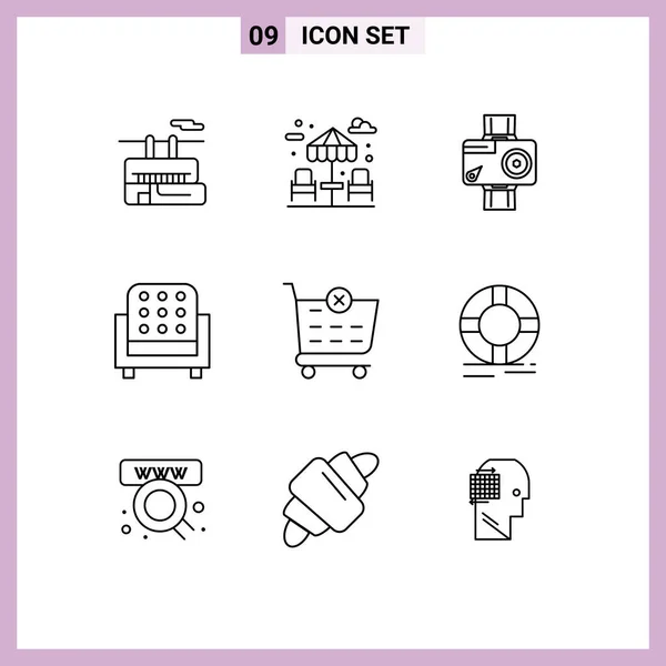 Universal Icon Symbols Group Modern Outlines Delete Sofa Action Seat — Διανυσματικό Αρχείο