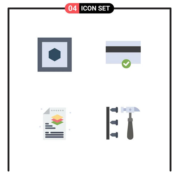 Modern Set Flat Icons Pictograph Hexagon Layers Finance Creative Erronely — Archivo Imágenes Vectoriales