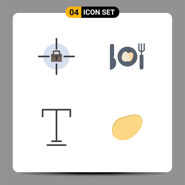 Flat Icon Pack Símbolos Universais Alvo Patato Jantar Fonte Elementos — Vetor de Stock