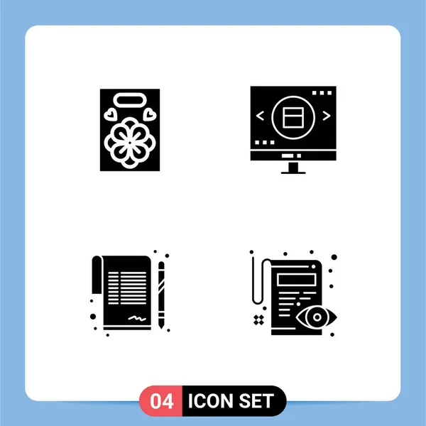 Stock Vector Icon Pack Linia Znaki Symbole Dla Kwiatów Papier — Wektor stockowy