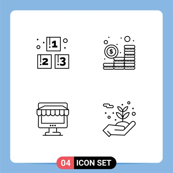 Set Modern Icons Sysymbols Signs Abc Shop School Money Store — Vector de stock