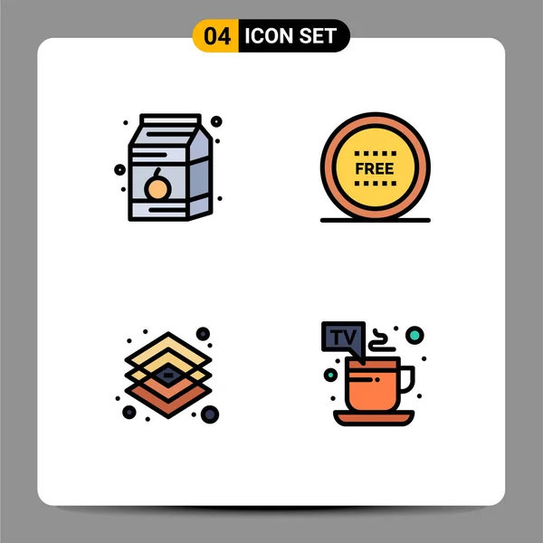 Creative Icons Современные Знаки Символы Завтрака Креативные Молочные Бесплатные Графические — стоковый вектор